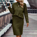 Women's Ribbed Knit Pullover Sweater and Bodycon Midi Skirt Set - Image 8