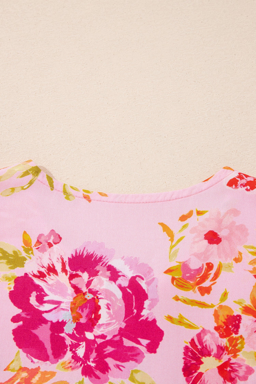 Nicole Puffy Half Sleeve Floral Blouse with Tie Neck