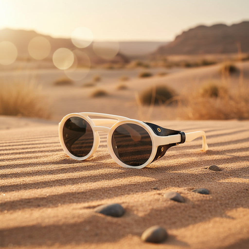 Retro Round Leather Frame Sunglasses – Vintage Steampunk Shades