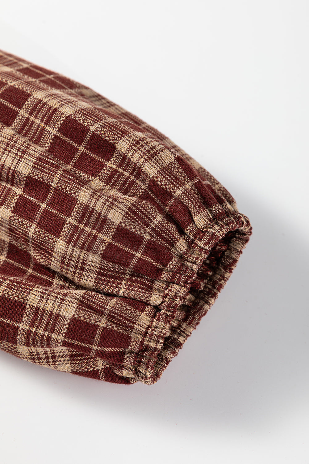 Red Dahlia Plaid Eyelet Lace Trim Button Down Shirt