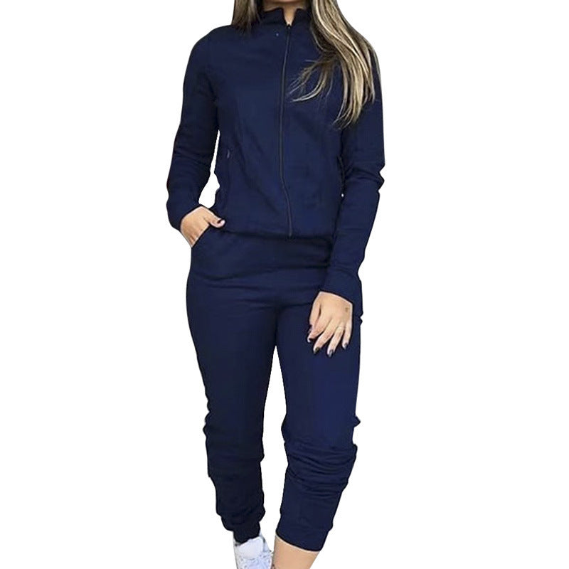 Women's Casual Two-Piece Zip-Up Jacket and Jogger Pant Set - Image 2