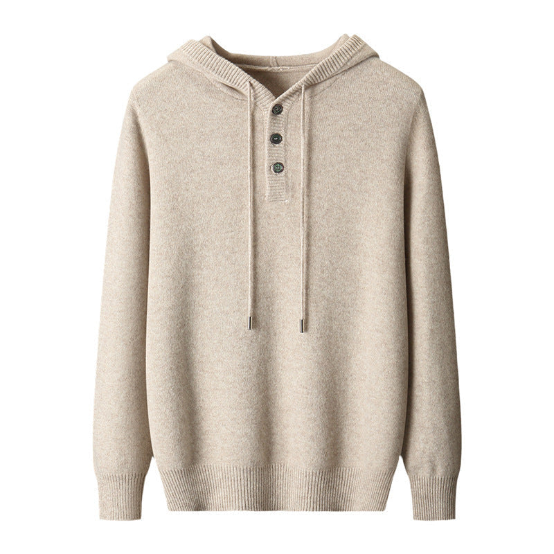 Men's Relaxed Fit Knit Button Hoodie Sweater - Modern Casual Pullover
