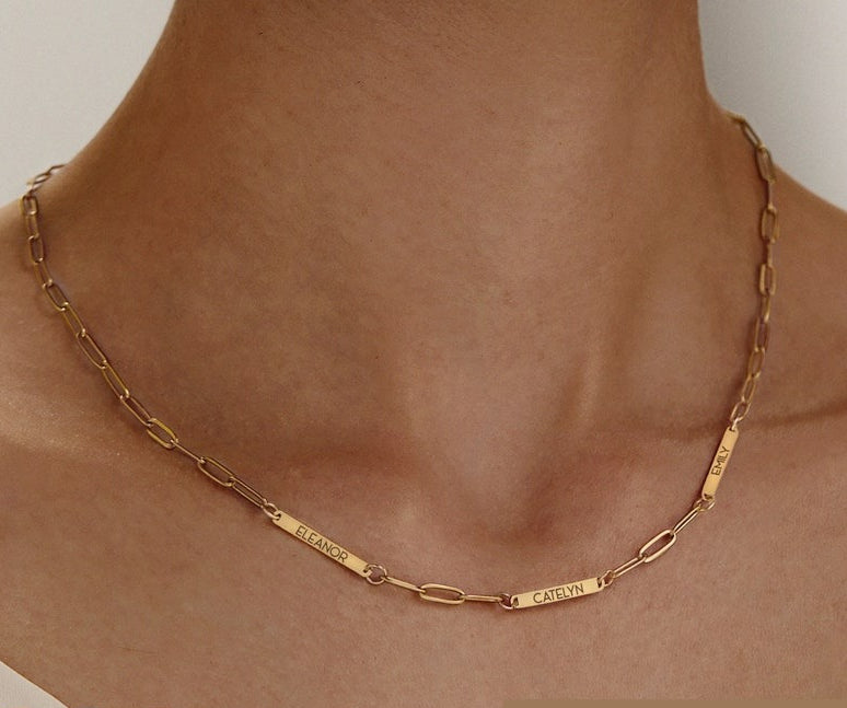 Personalized Paper Clip Chain Name Necklace Minimalist Jewelry