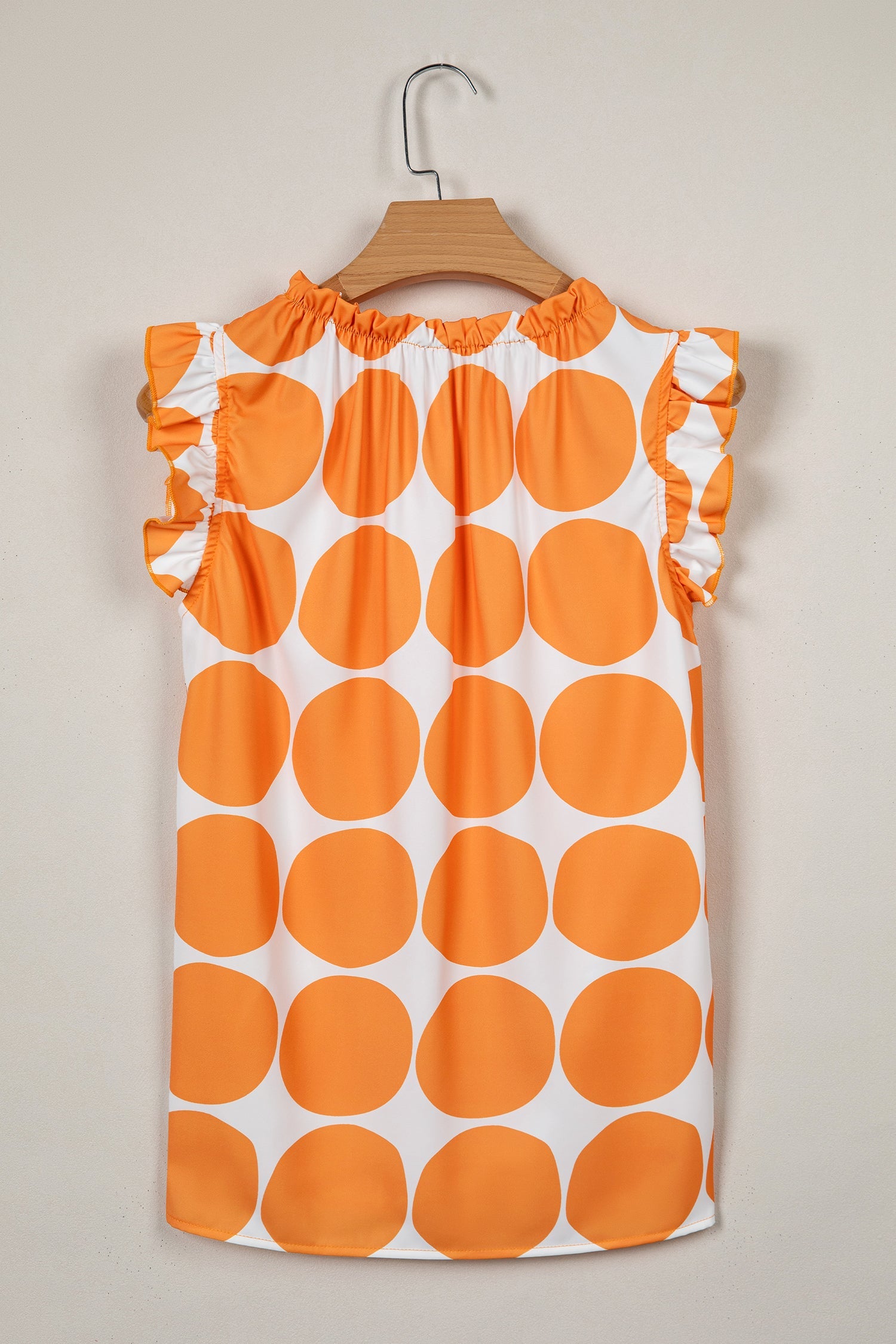 Nayeli Frilled Shift Tank Top - Orange & White Polka Dot