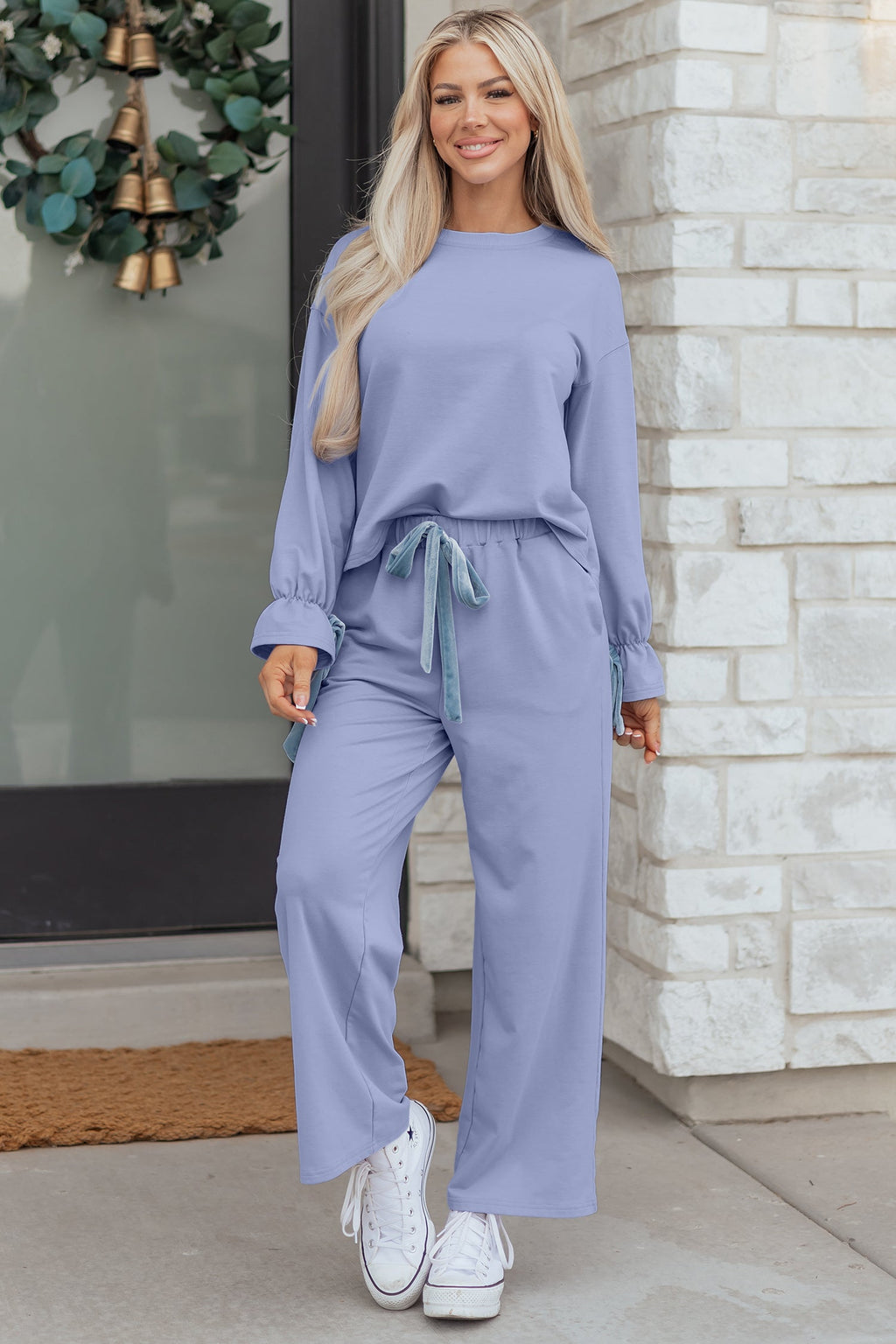 Rory Beau Flounce Long Sleeve Lounge Set