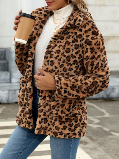 Women's Red Drop Shoulder Fuzzy Button-Up Jacket