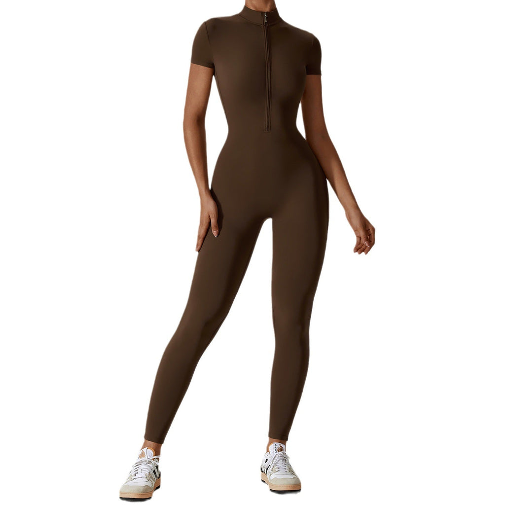 Zechuang Women's Short Sleeve Yoga Jumpsuit 8305