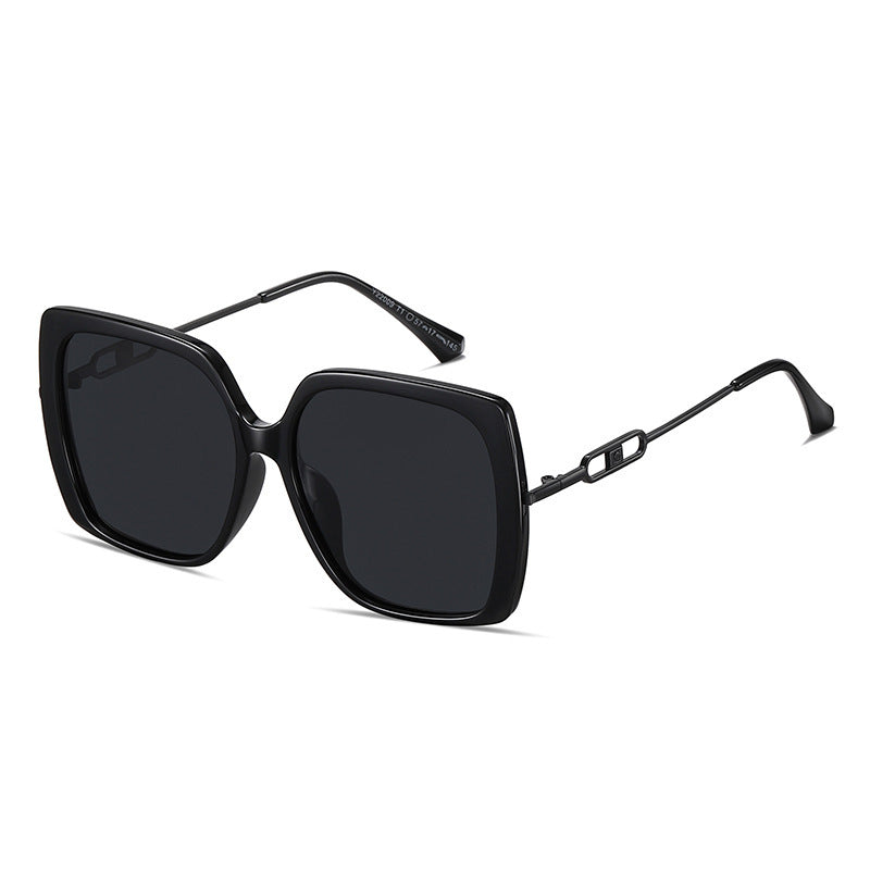 Oversized Polarized Sunglasses for Women - Large Metal Frame