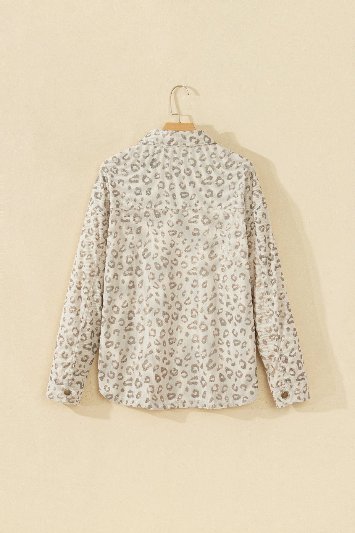 Leopard Corduroy Collared Patch Pocket Jacket