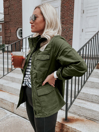 Women's Utility Zip-Up Jacket Lightweight Cotton Everyday Outerwear