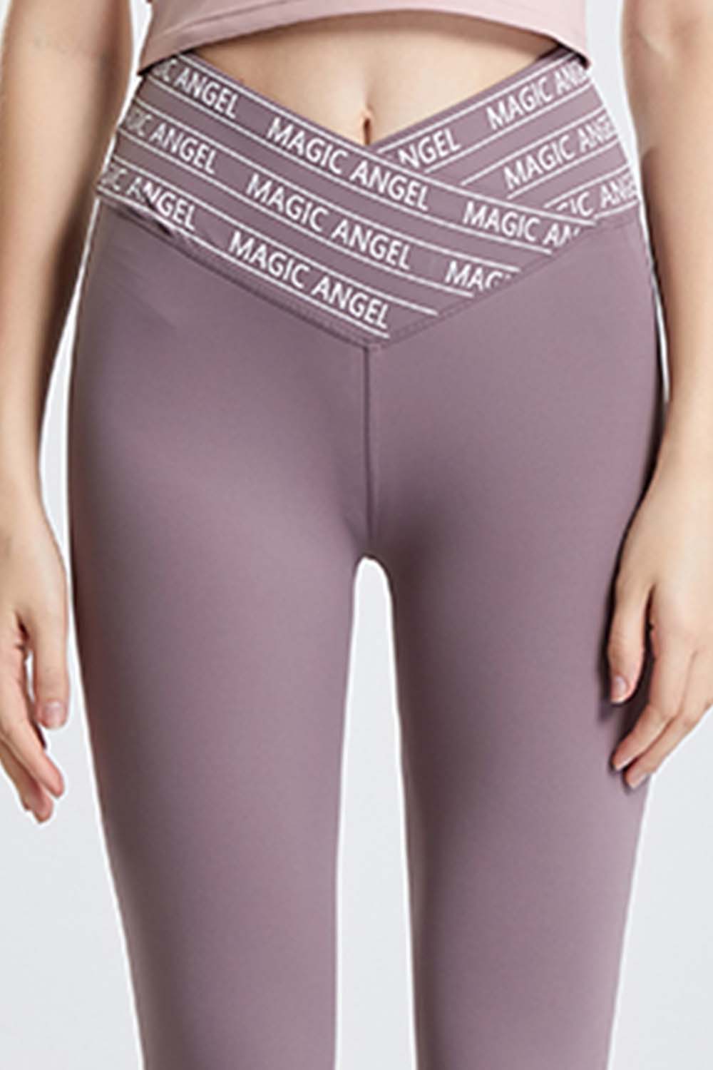 Black Slogan Print High Waist Sports Leggings for Activewear - Image 6