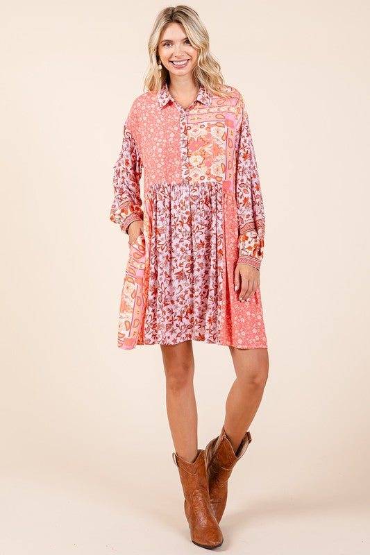 Floral Tie Waist Flutter Sleeve Tiered Dress