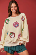 Women's Sequined Christmas Ornament Loose Long-Sleeve Sweatshirt - Image 6