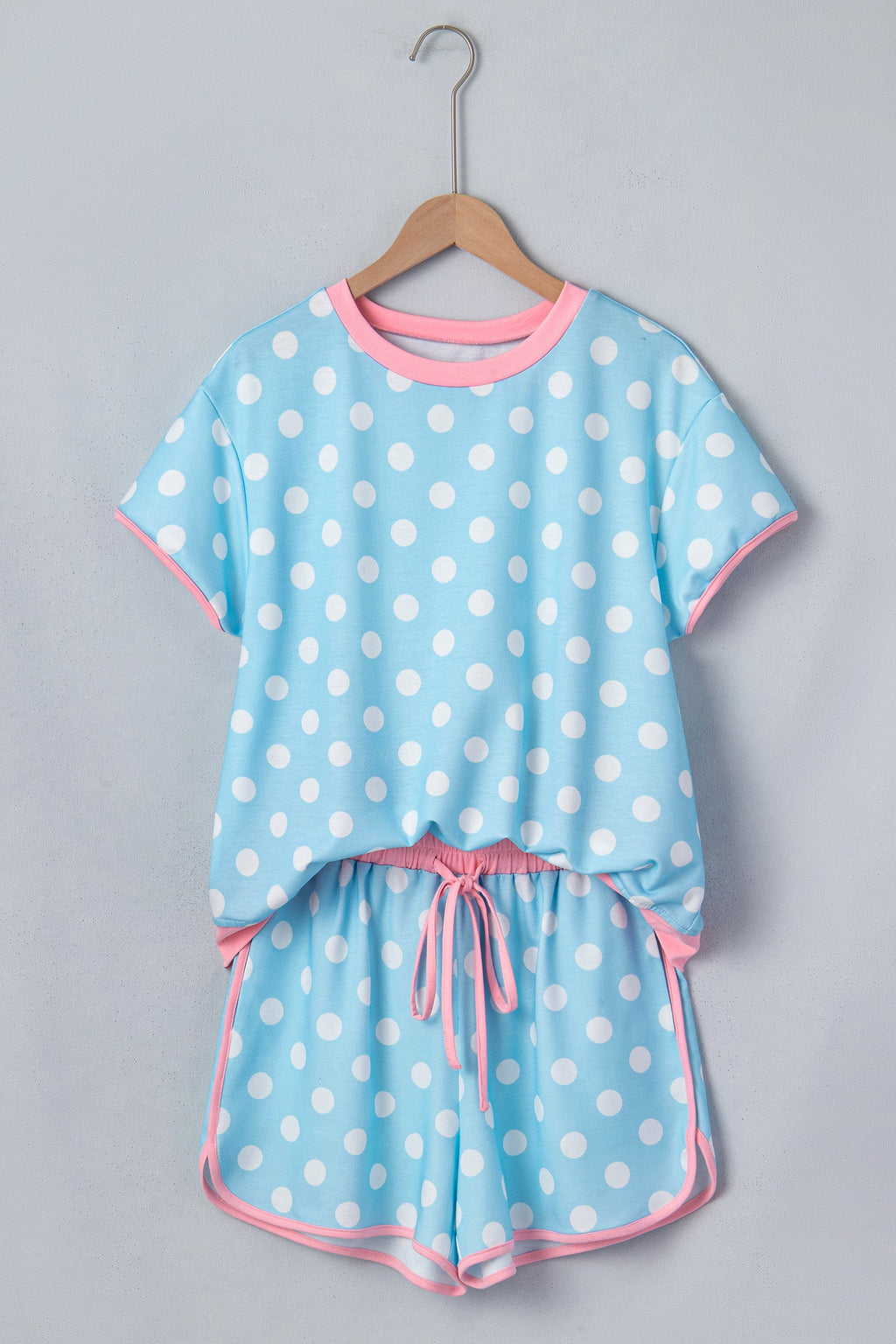 Polka Dot Contrast Trim Top & Short Set