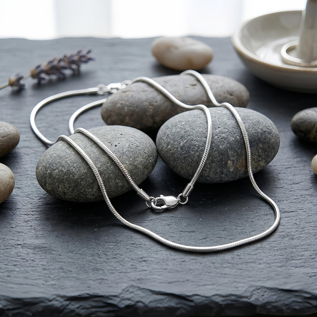 925 Sterling Silver Elegant  Snake Chain Necklace with Secure Lobster Clasp