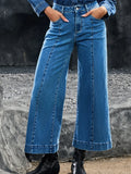 Seam Detail Flared Bottom Ankle Length Jeans