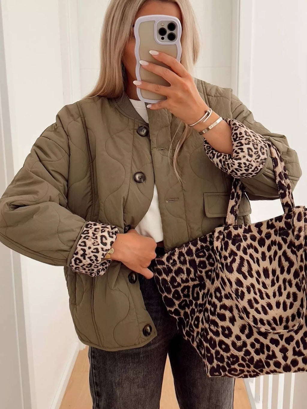 Quilted Button-Down Lightweight Jacket