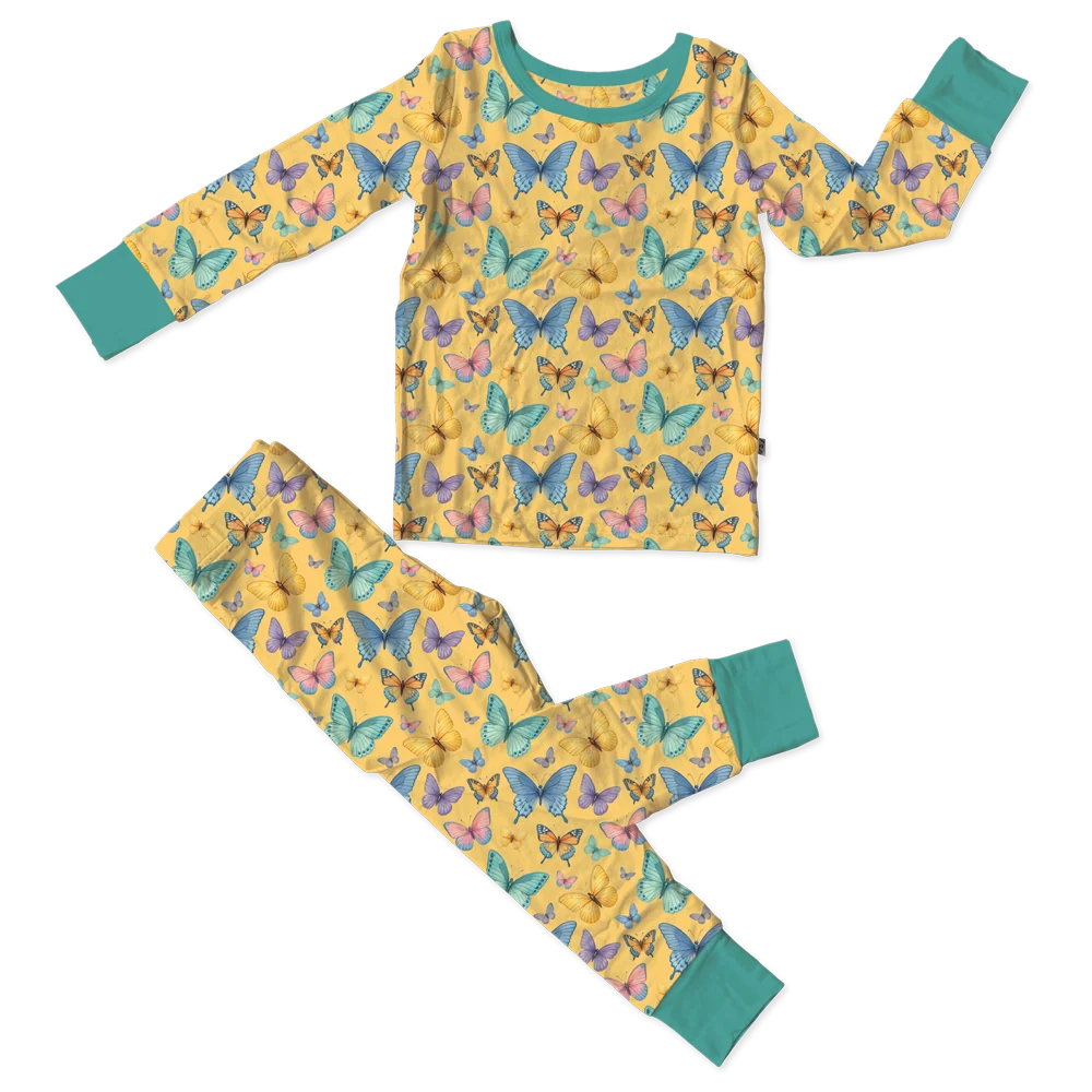 Katherine Butterflies Bamboo 2-Piece Long Sleeve Set
