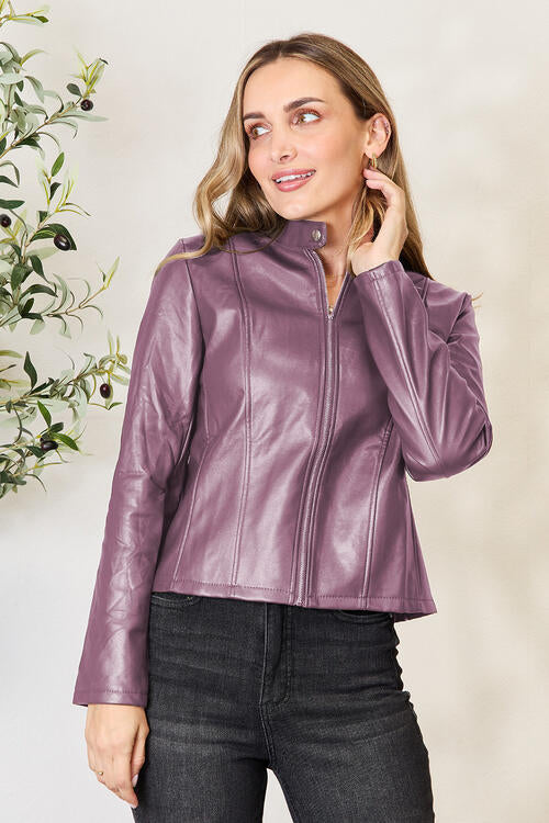 Classic Girls Zip-Up Jacket with Stand Collar for Everyday Wear