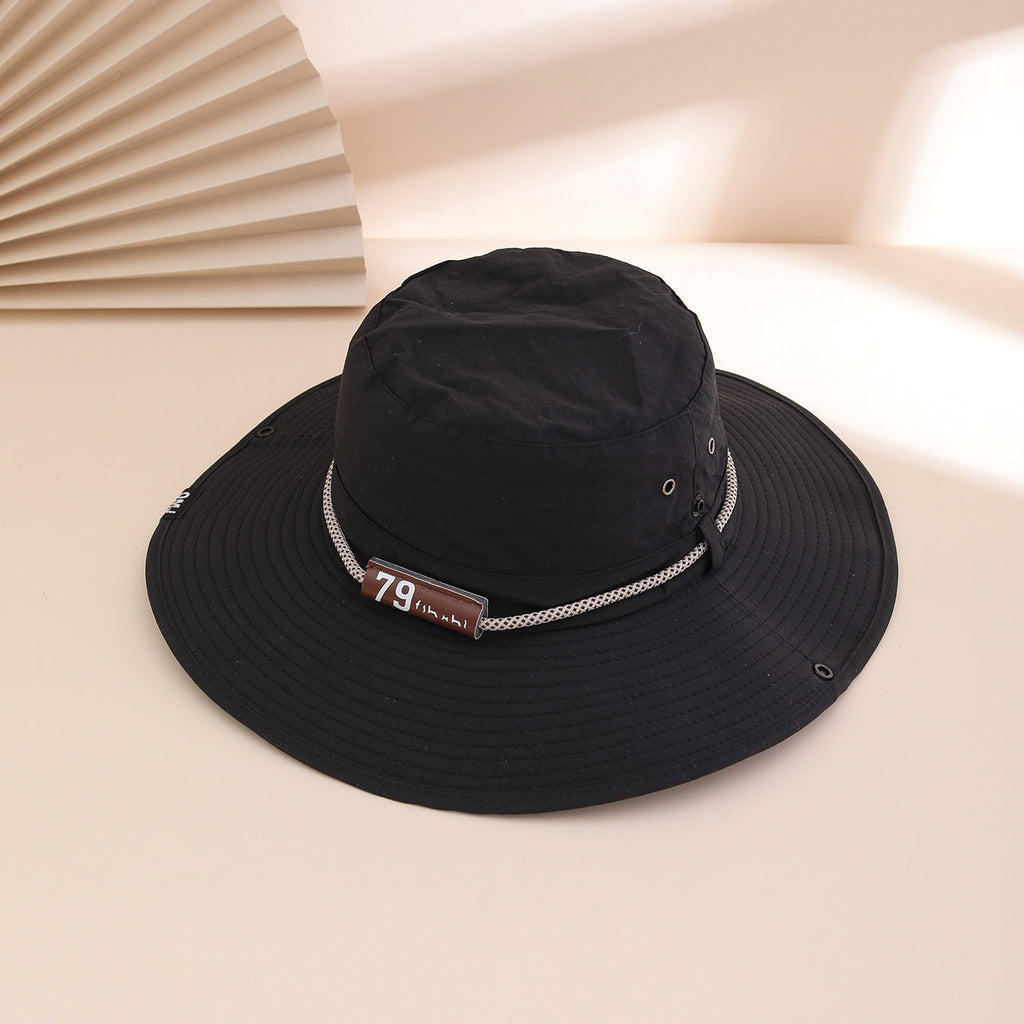 Leather Brim Letter Pattern Fisherman Hat
