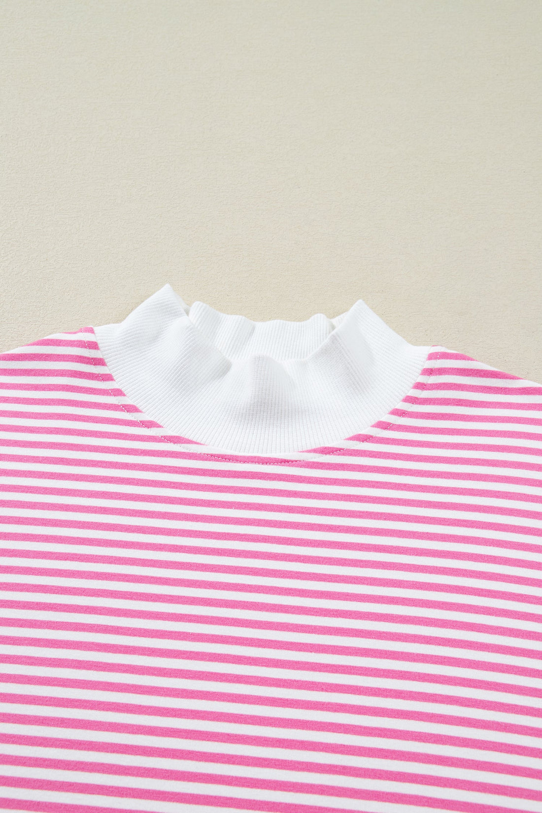 Stripe Oversize Mock Neck Sweatshirt & Shorts Set