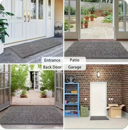 Absorbent Chenille Muddy Paw Dog Mat for Entryway and Patio