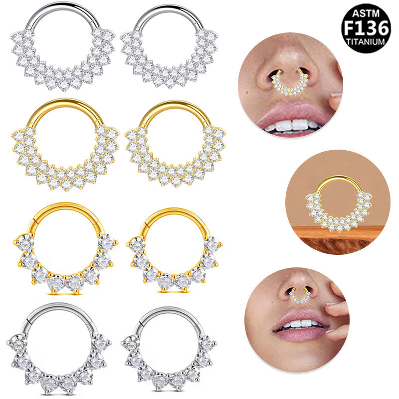 G23 Titanium Alloy Zircon Nose Stud