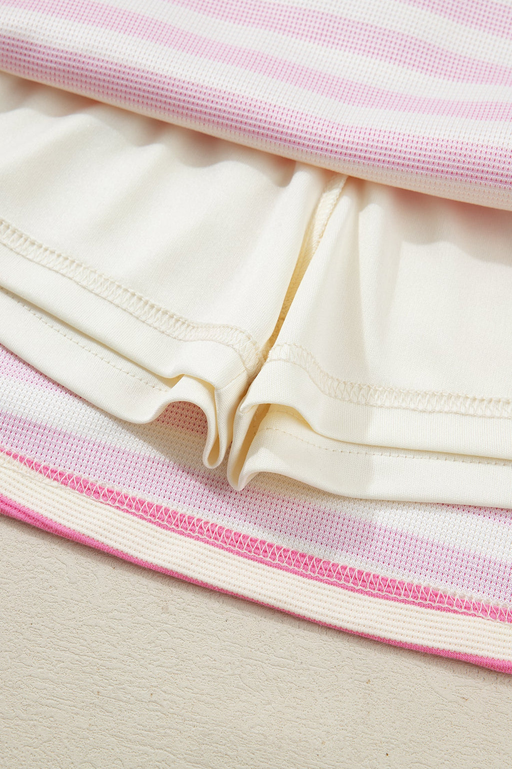 Pink and White Striped Quarter-Zip Sleeveless Top and Skort Set - Image 6