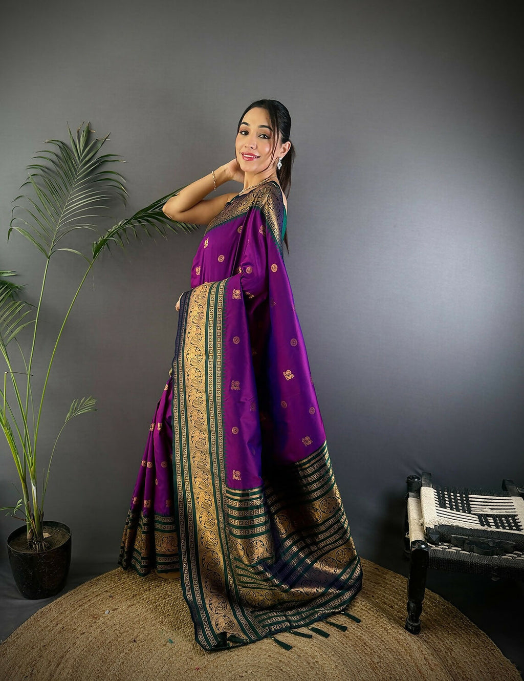 Magenta Banarasi Woven Soft Silk Saree for Women