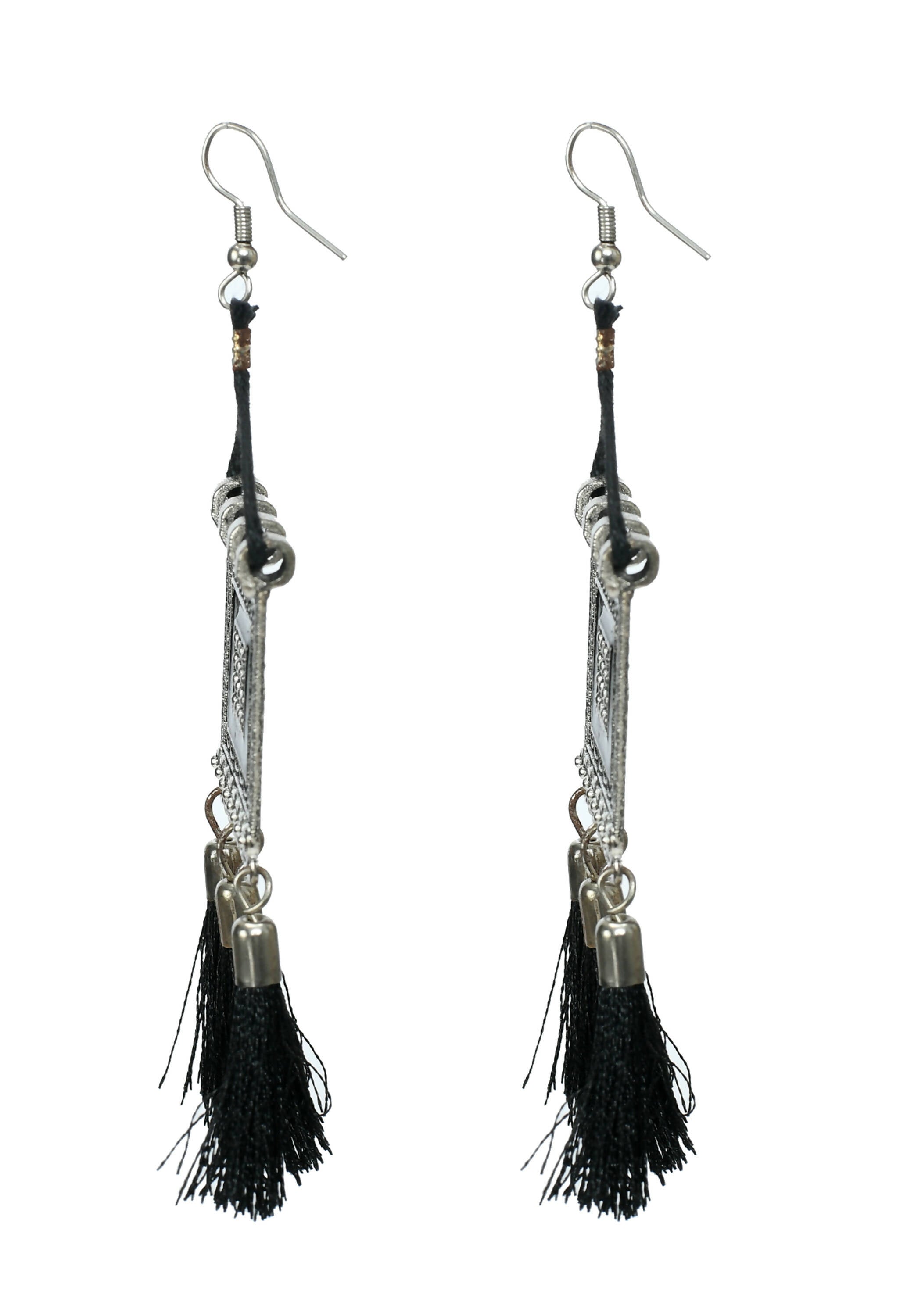 Oxidised Silver-Plated Brass Tassel Choker Necklace for Women