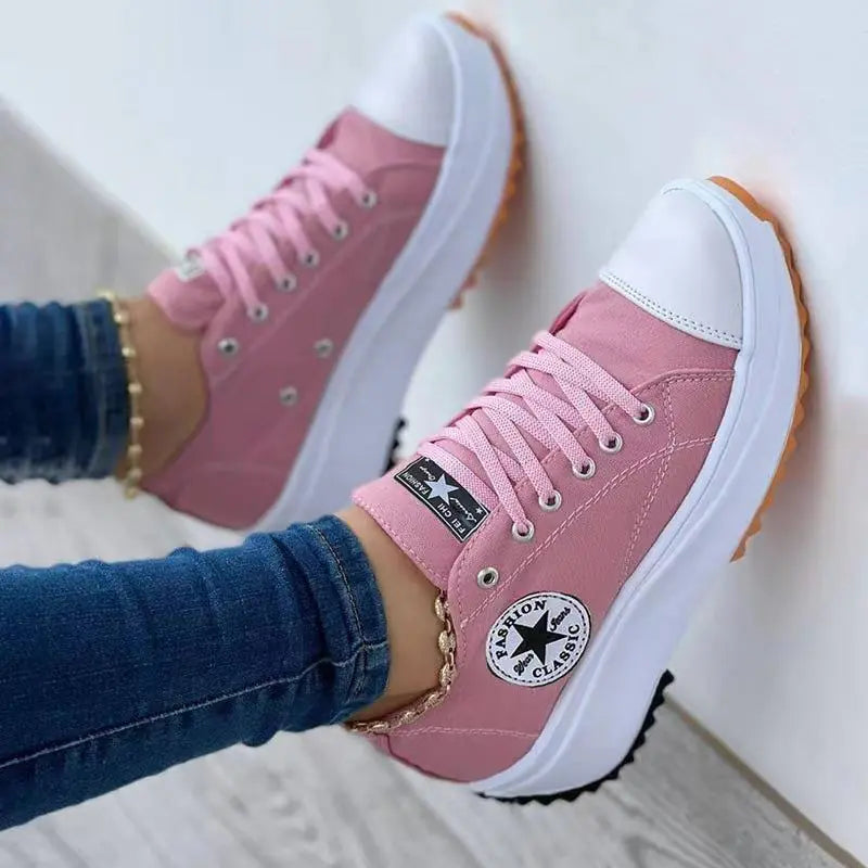 Women's High Top Canvas Sneakers with Unique T-Strap Detail