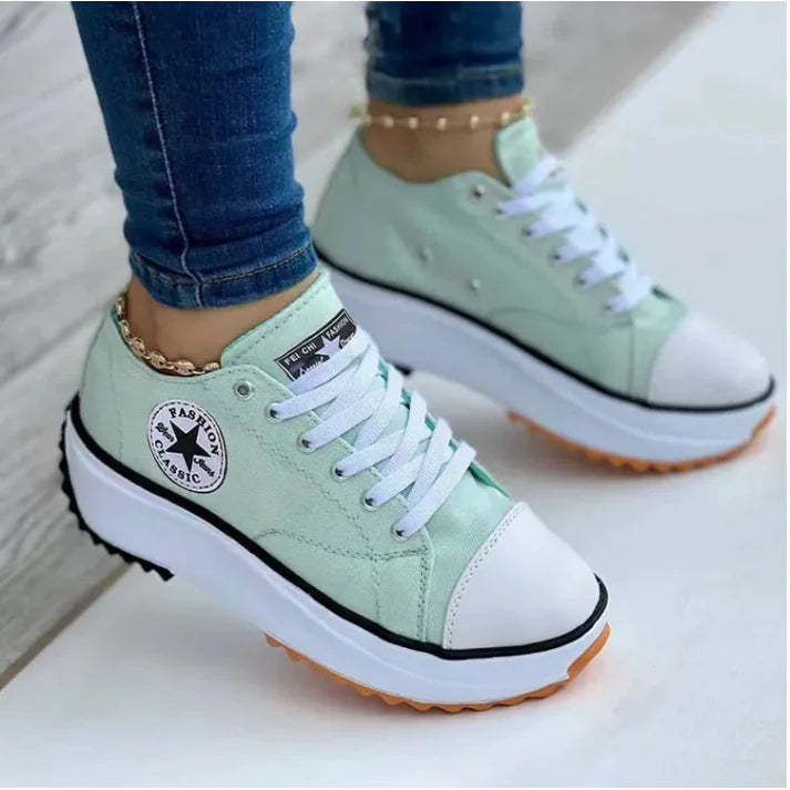 Women's High Top Canvas Sneakers with Unique T-Strap Detail
