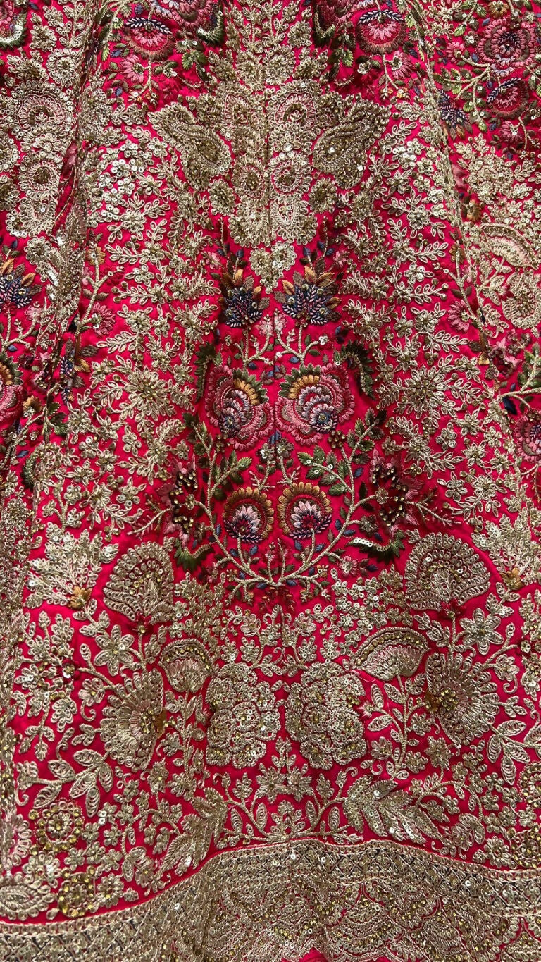 Rani Pink Silk Embroidered Wedding Lehenga Choli with Sequins