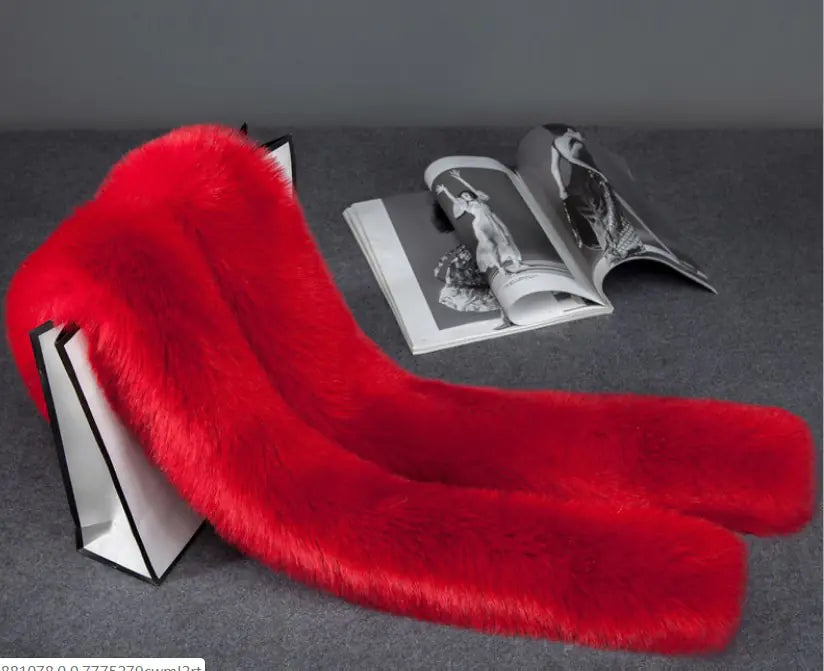 Faux Fur Long Scarf, Warm Fur Collar and Shawl