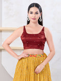 Elegant red Gajji Silk sleeveless blouse with square neck and back-open detail