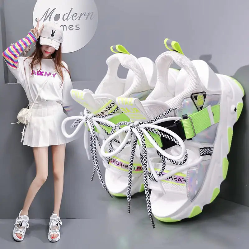 Women's Chunky Platform Lace-Up Wedge Sandals