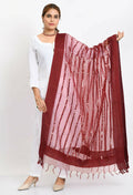 Maroon Organza dupatta featuring a modern mirror stripe pattern and thread work.