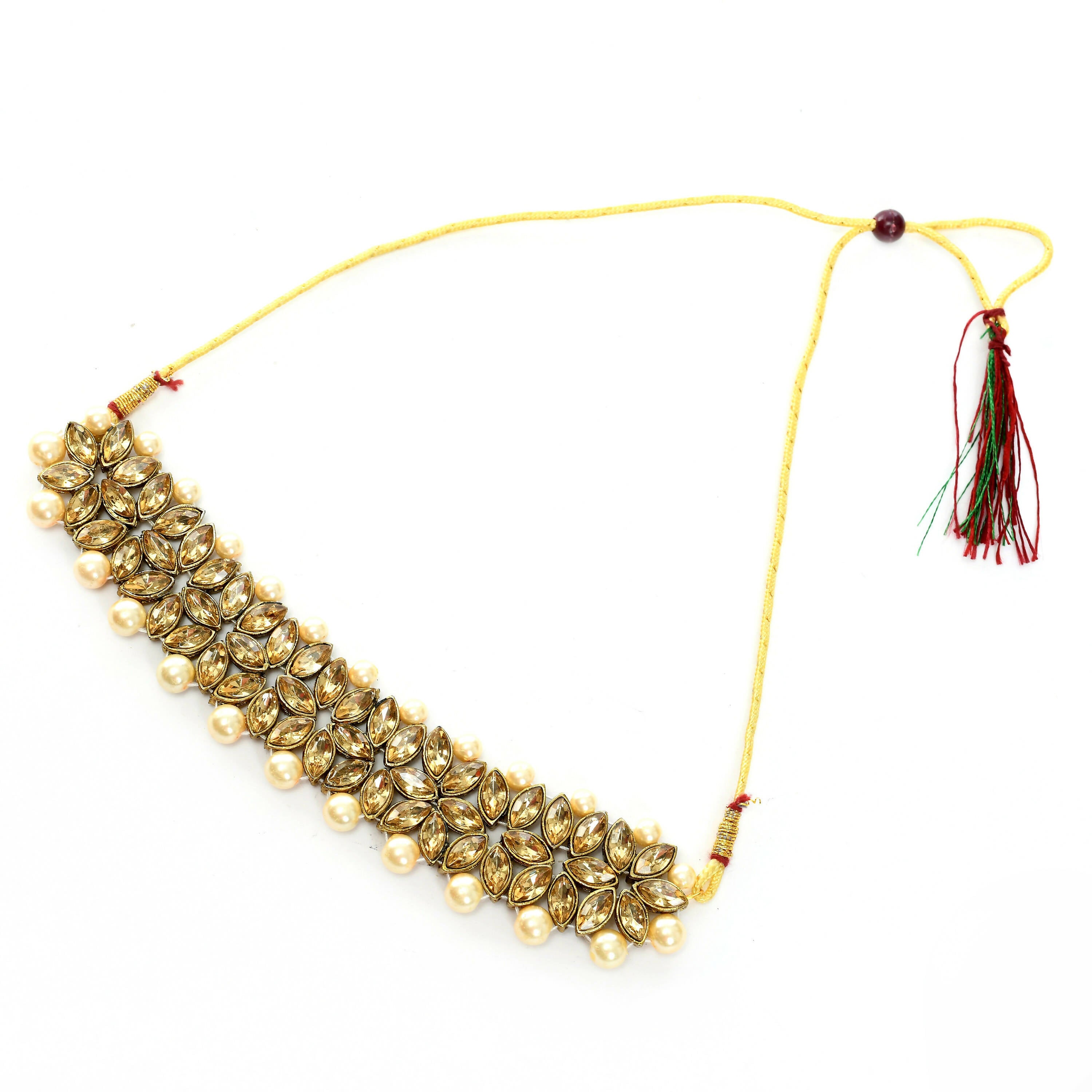 Golden Kundan and Pearl Statement Choker Necklace for Women