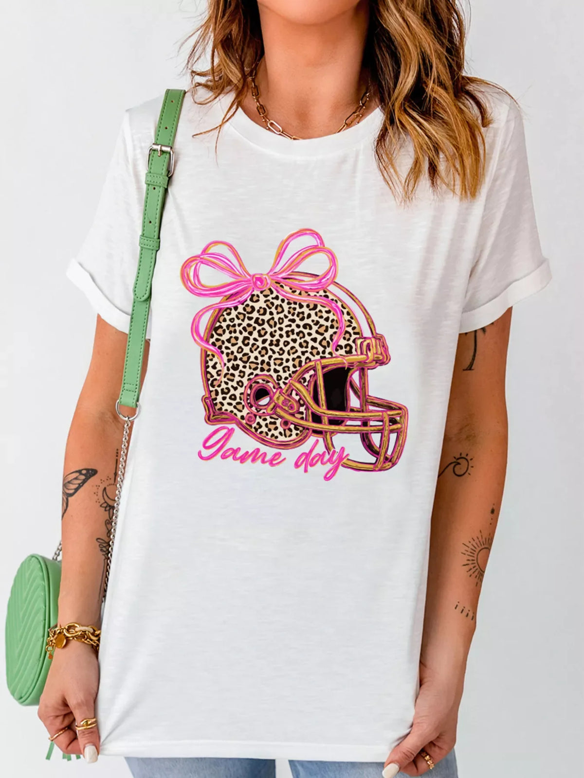 Leopard Game Day Helmet Graphic Tee