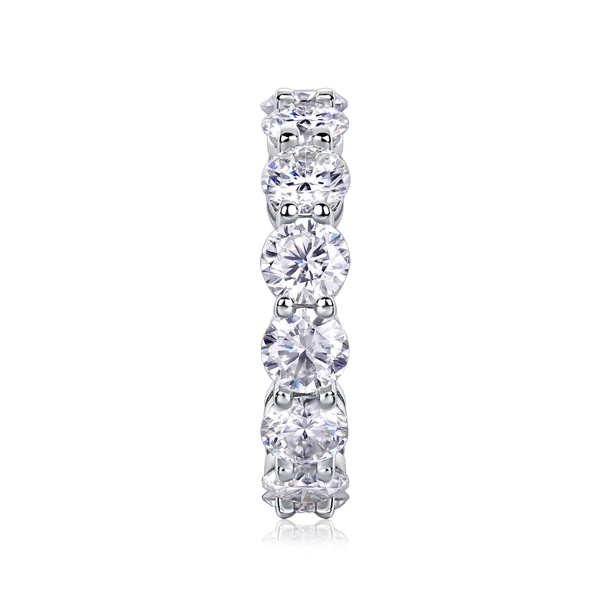 S925 Silver 3.5g Platinum Plated Moissanite Eternity Ring, 5.0mm 13pcs D VVS1 Band, GRA Certified US 5-9