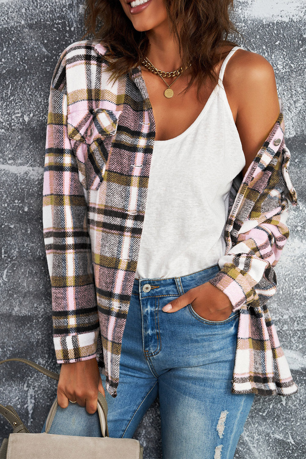 Brown Plaid Flannel Shacket | Button-Up Long Sleeve