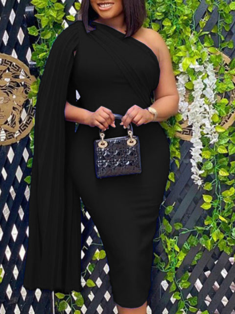 Elegant One Shoulder Plus Size Party Dress for Women