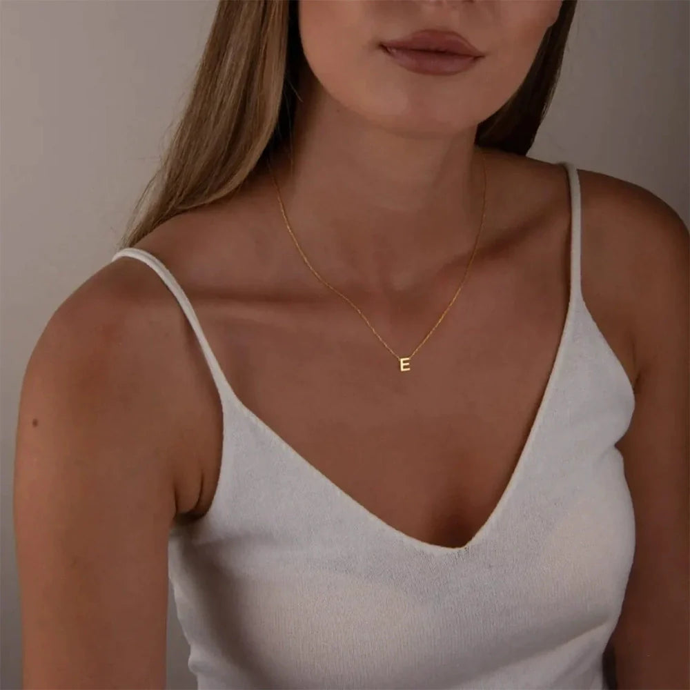 Dainty Gold Initial Letter Necklace – Minimalist Personalized Jewelry
