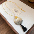 Shell-shaped Round Tassel Earrings And Necklace Jewelry Set