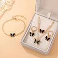 Temu's Best-Selling Double-Layer Stacked Oil-Dropping Butterfly Necklace, Fashionable And Simple Bracelet And Earrings Set Jewelry For Women