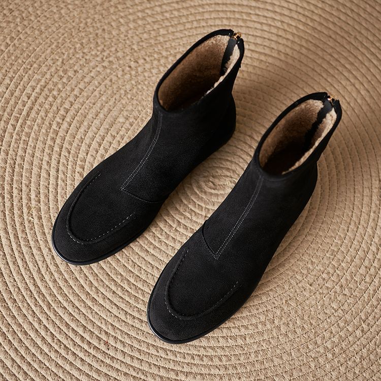 Women's Fleece-Lined Ankle Boots Round Toe Winter Comfort Shoes - Image 5