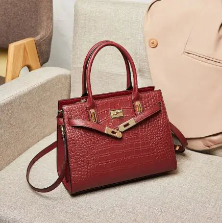 Elegant  Large Capacity Genuine Leather Handbag – Retro Style Tote for Women