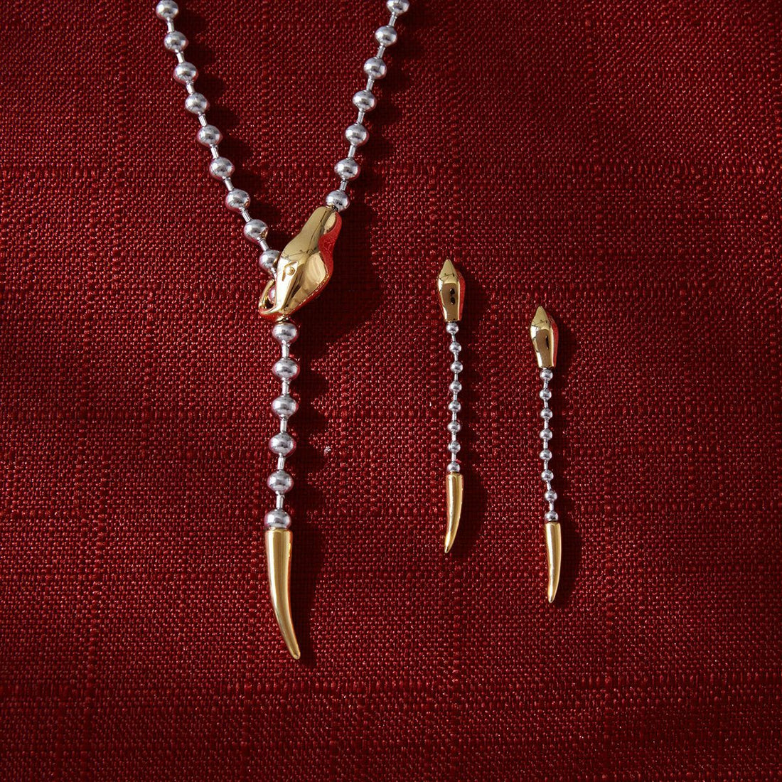 Snake Y Necklace and Matching Earring Jewelry Set