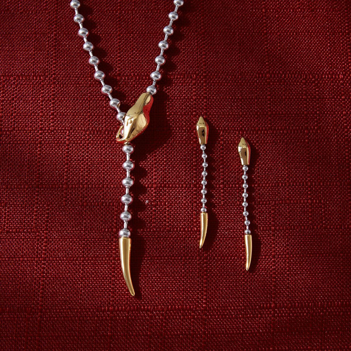 Snake Y Necklace and Matching Earring Jewelry Set