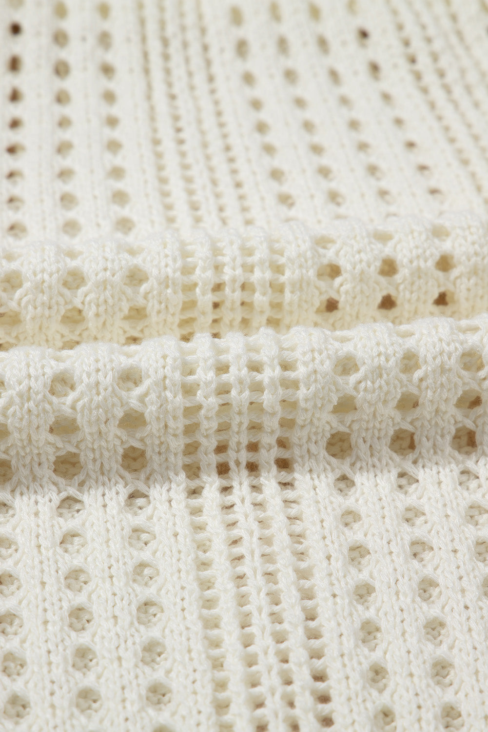 White Open Knit Drawstring Waist Beach Dress